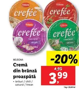 Lidl MILBONA Cremă din brânză proaspătă Ofertă