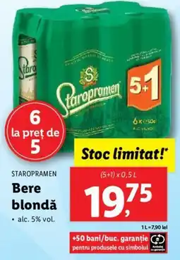 Lidl STAROPRAMEN Bere blondǎ Ofertă