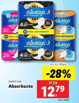 Lidl ALWAYS DUO Absorbante Ofertă