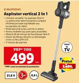 Lidl GRUNDIG Aspirator vertical 2 în 1 Ofertă