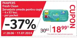 Selgros PAMPERS Fresh Clean Şerveţele umede pentru copii Ofertă
