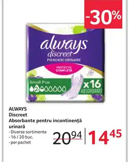 Selgros ALWAYS Discreet Absorbante pentru incontinență urinară Ofertă