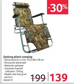Selgros Şezlong pliant camping Ofertă