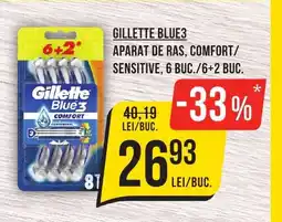 Mega Image GILLETTE BLUE3 APARAT DE RAS, COMFORT/ SENSITIVE, 6 BUC./6+2 BUC. Ofertă
