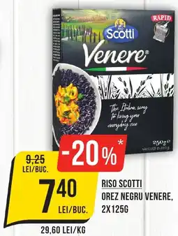 Mega Image RISO SCOTTI OREZ NEGRU VENERE, 2X125G Ofertă