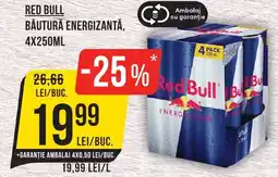 RED BULL BĂUTURĂ ENERGIZANTĂ, 4X250ML