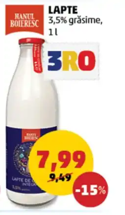 Penny LAPTE 3,5% grăsime, 1 l. Ofertă