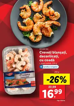 Lidl OCEAN SEA Creveţi blanşați, decorticaţi, cu coadă Ofertă