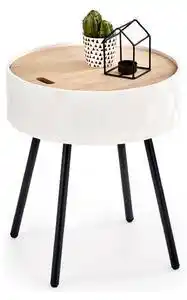 Favi Masuta cafea AURA, stejar/alb, MDF lacuit/otel, 38x38x45 cm Ofertă