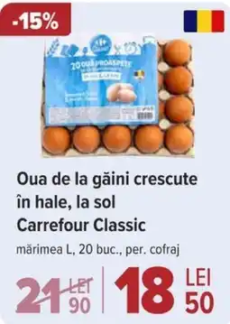 Oua de la găini crescute în hale, la sol Carrefour Classic