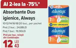 Carrefour Market Absorbante Duo igienice, Always Ofertă