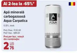 Carrefour Apă minerală carbogazoasă Aqua Carpatica 0.33L Ofertă