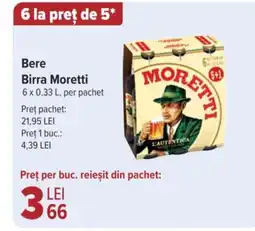 Carrefour Market Bere Birra Moretti 6 x 0.33 L. Ofertă