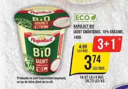 Mega Image NAPOLACT BIO IAURT SMÂNTÂNOS, 10% GRASIME, 140G Ofertă