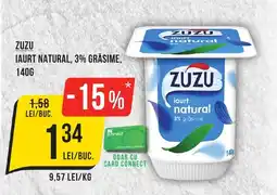 Mega Image ZUZU IAURT NATURAL, 3% GRASIME, 140G Ofertă