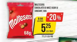 Mega Image MALTESERS CIOCOLATĂ CU MIEZ UŞOR ȘI CROCANT, 68G Ofertă