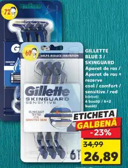 Kaufland GILLETTE BLUE 3/ SKINGUARD Aparat de ras / Aparat de ras + rezerve cool / comfort / sensitive / red bărbați Ofertă