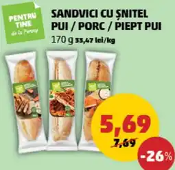 Penny SANDVICI CU ŞNITEL PUI/PORC / PIEPT PUI Ofertă