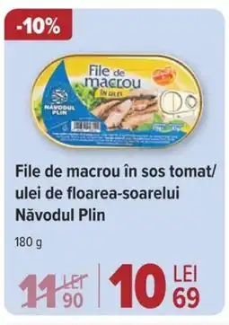 Carrefour File de macrou în sos tomat/ ulei de floarea-soarelui Năvodul Plin Ofertă