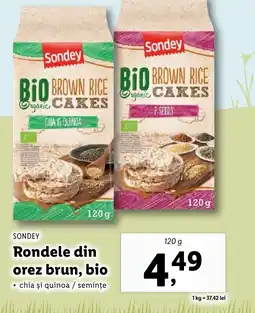 Lidl SONDEY Rondele din orez brun, bio Ofertă