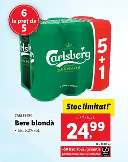 Lidl CARLSBERG Bere blondǎ Ofertă