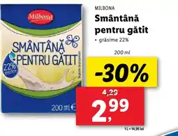 Lidl MILBONA Smântână pentru gătit Ofertă