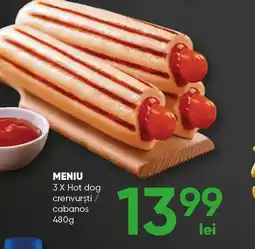 PROFI MENIU 3 X Hot dog crenvursti cabanos 480g Ofertă