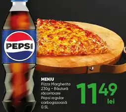 PROFI MENIU Pizza Margherita 230g + Băutură răcoritoare Pepsi regular carbogazoasă 0.5L Ofertă