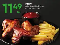 PROFI MENIU Aripi de pui BBQ 200g + Cartofi prăjiţi 100g Ofertă