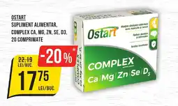 Mega Image OSTART SUPLIMENT ALIMENTAR, COMPLEX CA, MG, ZN, SE, D3, 20 COMPRIMATE Ofertă