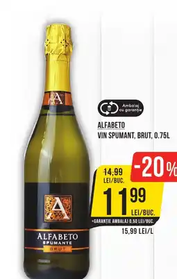 Mega Image ALFABETO VIN SPUMANT, BRUT, 0.75L Ofertă