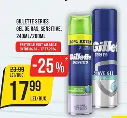 Mega Image GILLETTE SERIES GEL DE RAS, SENSITIVE, 240ML/200ML Ofertă