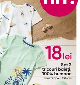 Pepco Set 2 tricouri băieţi, 100% bumbac Ofertă