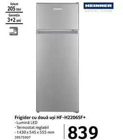 Selgros Frigider cu două uși HF-H2206SF+ Ofertă