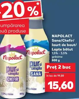 Kaufland NAPOLACT Sana/Chefir/ laurt de baut/ Lapte bătut Ofertă
