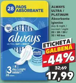 Kaufland ALWAYS ULTRA / PLATINUM Absorbante igienice Ofertă