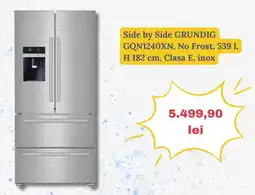 Side by Side GRUNDIG GQN1240XN, No Frost, 539 1, H 182 cm, Clasa E, inox