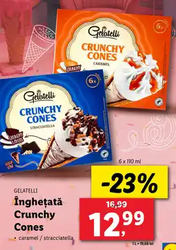 Lidl GELATELLI Îngheţată Crunchy Cones Ofertă
