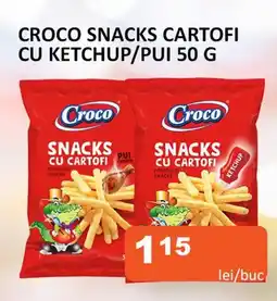 Unicarm CROCO SNACKS CARTOFI CU KETCHUP/PUI 50 G Ofertă