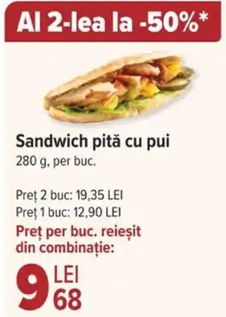 Sandwich pită cu pui