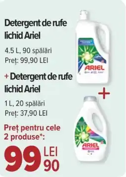 Carrefour Detergent de rufe lichid Ariel + Detergent de rufe lichid Ariel Ofertă