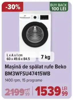 Carrefour Maşină de spălat rufe Beko BM3WFSU47415WB Ofertă