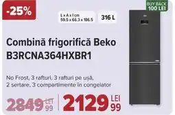 Carrefour Combină frigorifică Beko B3RCNA364HXBR1 Ofertă