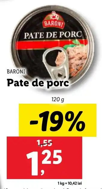 Lidl BARONI Pate de porc Ofertă