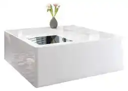Masuta de cafea patrata din sticla si MDF 100x100x45 cm alba