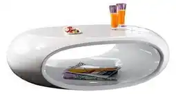 Masuta de cafea rotunda din fibra de sticla cu spatiu de depozitare 100x70x32 cm alba