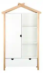 Dulap sub forma de casa din pin/MDF alb, 112x51x187 cm