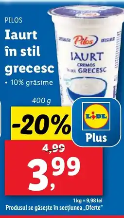 Lidl PILOS Iaurt în stil grecesc Ofertă