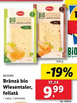 Lidl MILBONA Brânză bio Wiesentaler, feliată Ofertă
