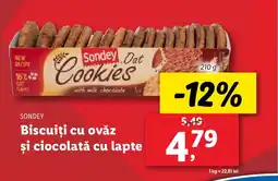 Lidl SONDEY Biscuiți cu ovăz şi ciocolată cu lapte Ofertă